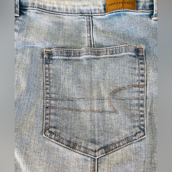 American Eagle Hi-rise A-line stretch denim button front skirt with pockets - Picture 3 of 7